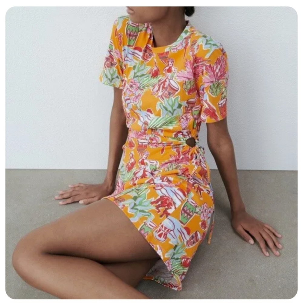 ZARA T-shirt Dress with Cut Outs, M